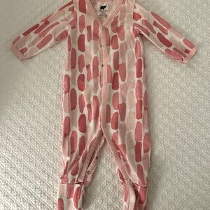 On the Go One Piece - Pink Brush Strokes - 3-6 month girl